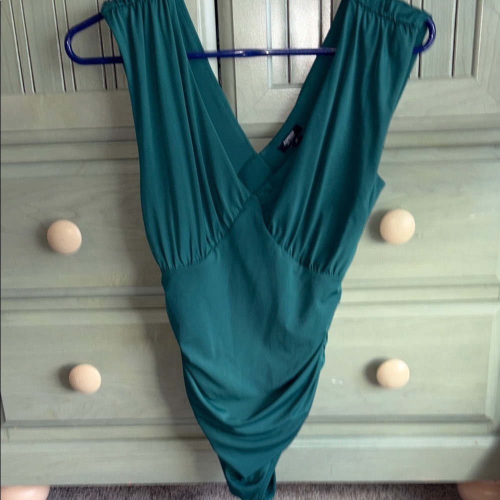 Express Teal Body Contour Bodysuit Top XS